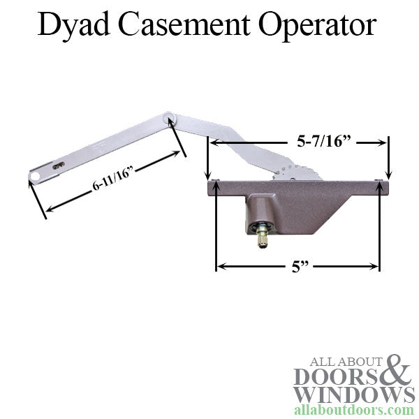 Left Hand 6-11/16 Inch Rear Face Mounted Dyad Casement Operator for Window - Choose Color - Left Hand 6-11/16 Inch Rear Face Mounted Dyad Casement Operator for Window - Choose Color