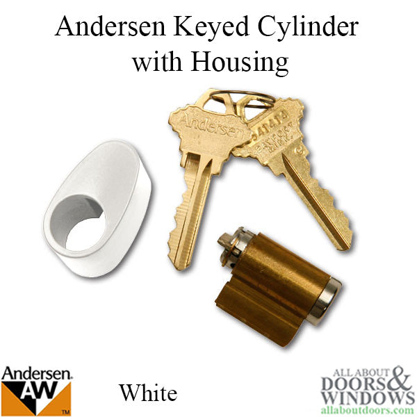 Andersen Frenchwood Door Lock Tribeca Keyed Cylinder with Housing White - Andersen Frenchwood Door Lock Tribeca Keyed Cylinder with Housing White