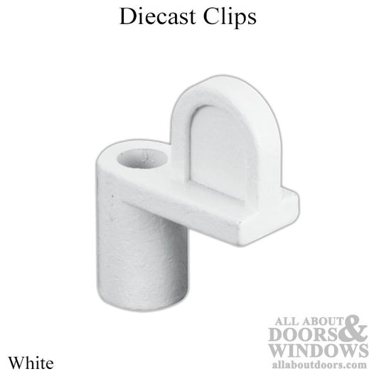 Window Screen Diecast Clips, 7/16 inch - White - 8 Pack