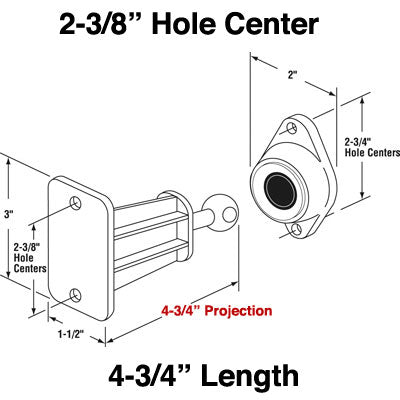 Discontinued - R V DOOR HOLDER ROD  4-3/4 inch  & RETAINER - Discontinued - R V DOOR HOLDER ROD  4-3/4 inch  & RETAINER