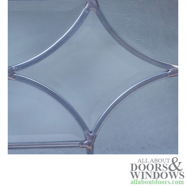 Scrolled Top/ Bottom, Starburst Center,  Leaded, Beveled Glass, Nickel Caming - L & R Pair - Scrolled Top/ Bottom, Starburst Center,  Leaded, Beveled Glass, Nickel Caming - L & R Pair