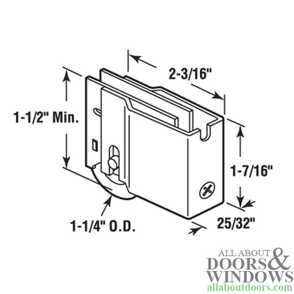 1-1/4 Steel Wheel, Roller Assembly - 1-1/4 Steel Wheel, Roller Assembly