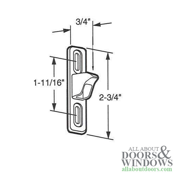 Strike / Keeper, Sliding Door,  3/4 Wide - Chrome - Strike / Keeper, Sliding Door,  3/4 Wide - Chrome