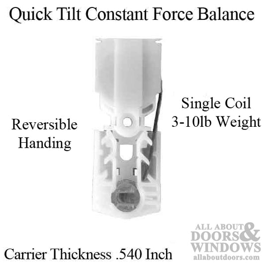 Quick Tilt Constant Force Balance .540 Carrier, Single Coil