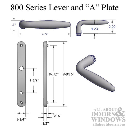 Active Handleset 800A Euro Non-Handed Multipoint Lock Trim Black Finish - Active Handleset 800A Euro Non-Handed Multipoint Lock Trim Black Finish