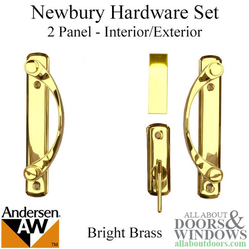 Andersen Newbury 2 Panel Gliding Door Hardware Set - Bright Brass - Andersen Newbury 2 Panel Gliding Door Hardware Set - Bright Brass