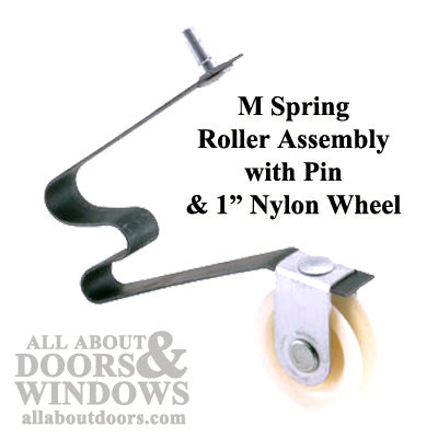 M Spring Tension Roller Assembly with Pin & 1 Inch Nylon Wheel for Sliding Screen Door