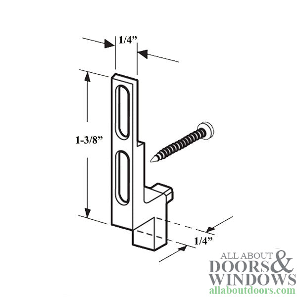 Adjustable Diecast 1-3/8 Inch Latch Strike with 1/4 Inch Offset for Sliding Screen Door - Adjustable Diecast 1-3/8 Inch Latch Strike with 1/4 Inch Offset for Sliding Screen Door