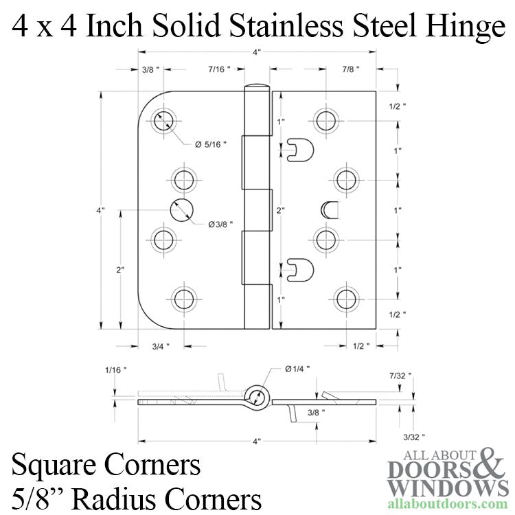 4 x 4 Inch Solid Stainless Steel, 5/8