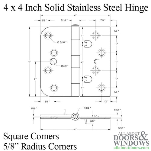 4 x 4 Inch Solid Stainless Steel, 5/8