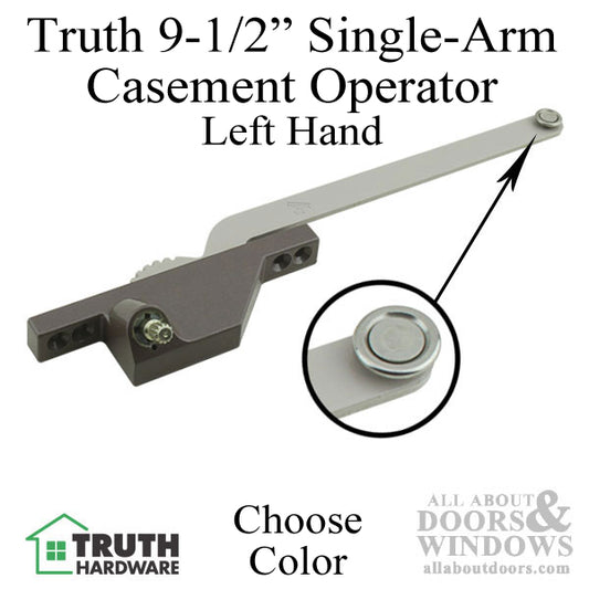 Truth Single Arm Casement Operator, Front Mount, Left Hand - Choose Color