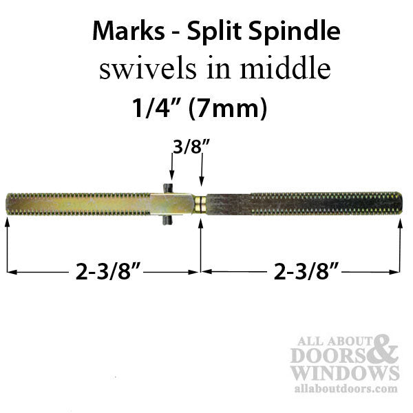 Marks Swivel Spindle For Storm Doors Split Shaft .25 Inch by 4.75 Inch Threaded Spindle - Marks Swivel Spindle For Storm Doors Split Shaft .25 Inch by 4.75 Inch Threaded Spindle