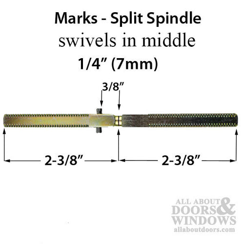 Marks Swivel Spindle For Storm Doors Split Shaft .25 Inch by 4.75 Inch Threaded Spindle - Marks Swivel Spindle For Storm Doors Split Shaft .25 Inch by 4.75 Inch Threaded Spindle