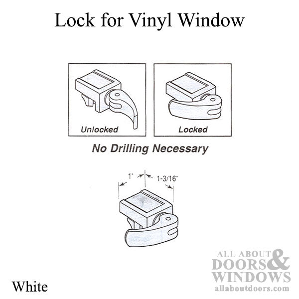 Lock for Vinyl Windows - White - Lock for Vinyl Windows - White