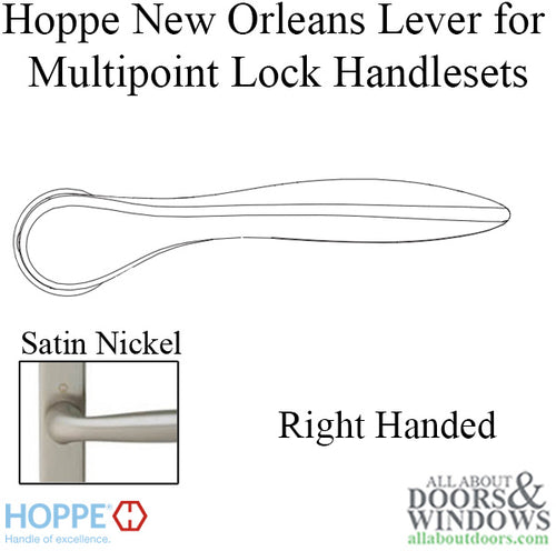 New Orleans Lever Handle for Right Handed Multipoint Lock Handlesets - Satin Nickel - New Orleans Lever Handle for Right Handed Multipoint Lock Handlesets - Satin Nickel