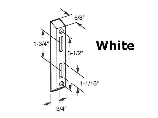 Keeper for Sliding Patio Door, Plastic - White - Keeper for Sliding Patio Door, Plastic - White