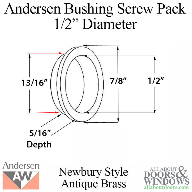 Andersen Newbury Series Screw Pack ½ Inch Diameter Antique Brass - Andersen Newbury Series Screw Pack ½ Inch Diameter Antique Brass