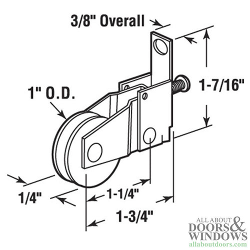 Adjustable Roller Assembly with 1 Inch Nylon Wheel for Sliding Screen Door - Adjustable Roller Assembly with 1 Inch Nylon Wheel for Sliding Screen Door