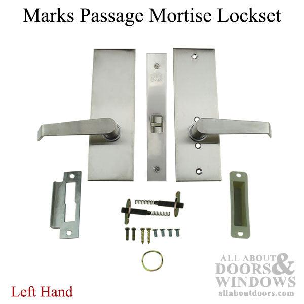 Marks Passage Lever & Plate Mortise Lockset, Left Hand - Satin Chrome - Marks Passage Lever & Plate Mortise Lockset, Left Hand - Satin Chrome