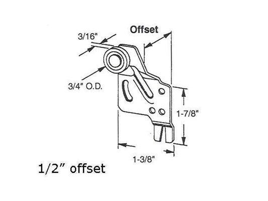 Roller, Bypass Closet Door, Adj., 3/4 In Wheel , 1/2 In Offset