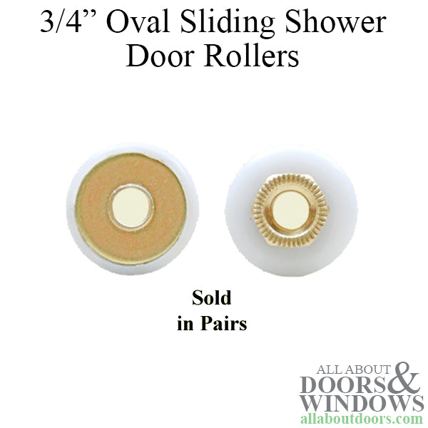 3/4 Inch Oval Sliding Shower Door Rollers and Clear Bumper Set - 3/4 Inch Oval Sliding Shower Door Rollers and Clear Bumper Set