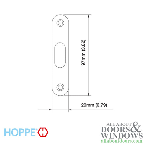 HOPPE Roundbolt Strike with Offset Roundbolt Hole Stainless Steel - HOPPE Roundbolt Strike with Offset Roundbolt Hole Stainless Steel