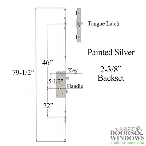 Rockwell Sentry Multi point lock, 5-1/2 x 2-3/8 bs Tongue Version 8-0  Steel - Painted Silver - Rockwell Sentry Multi point lock, 5-1/2 x 2-3/8 bs Tongue Version 8-0  Steel - Painted Silver