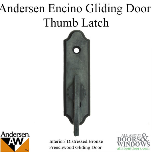 Andersen Frenchwood Gliding Doors - Thumb Latch - Encino - Inside Lock - Distressed Bronze