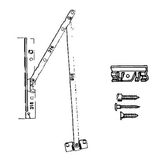 Hinge Pack, Perma-Shield Awning AN, 31" Short Arm Rod, High Corrosion Resistant