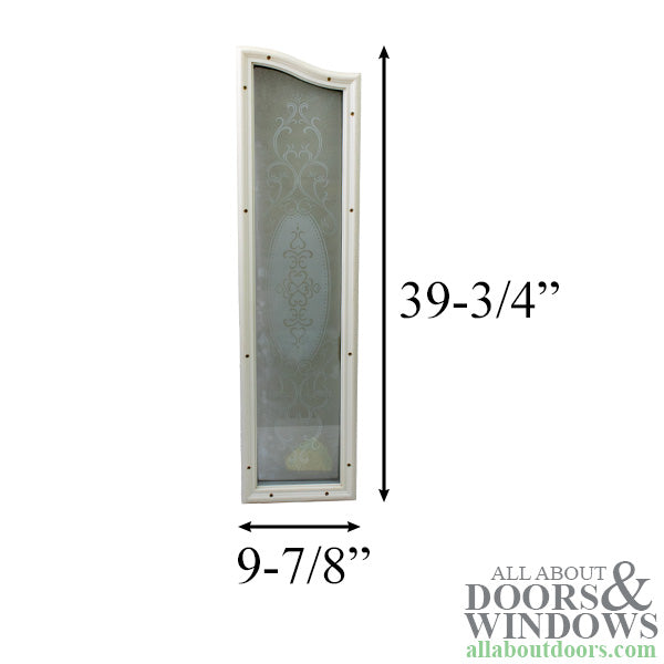 Curved Top, Frosted Image Etched Glass door lite 8-1/2 x 34 x 35-3/4 - Curved Top, Frosted Image Etched Glass door lite 8-1/2 x 34 x 35-3/4