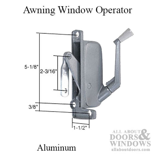 Type 3 Awning Window Operator, Miami Windows, Right Hand - Aluminum - Type 3 Awning Window Operator, Miami Windows, Right Hand - Aluminum