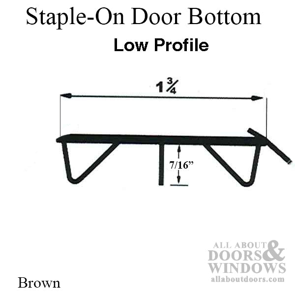 Door Bottom / Sweep, Staple-On, Low Profile, Brown - Door Bottom / Sweep, Staple-On, Low Profile, Brown