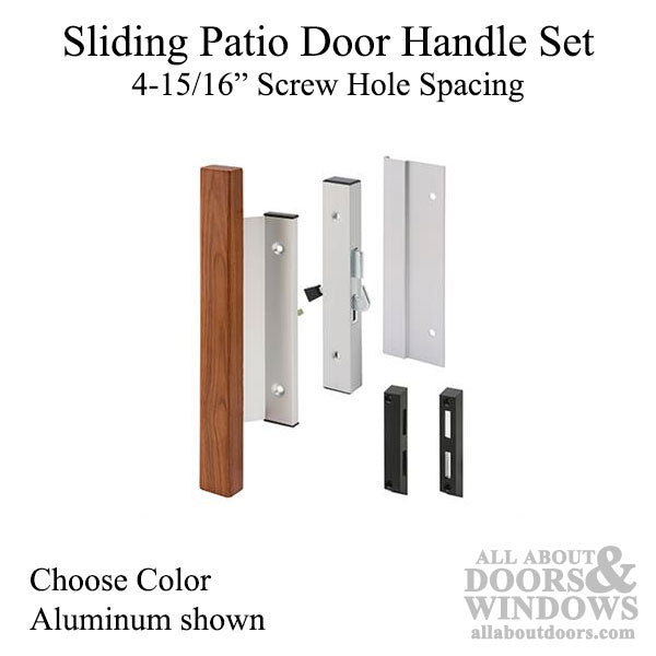 Handle Set for Sliding Patio Doors with Hook Style Latch 4-15/16 Inch Hole Center - Handle Set for Sliding Patio Doors with Hook Style Latch 4-15/16 Inch Hole Center