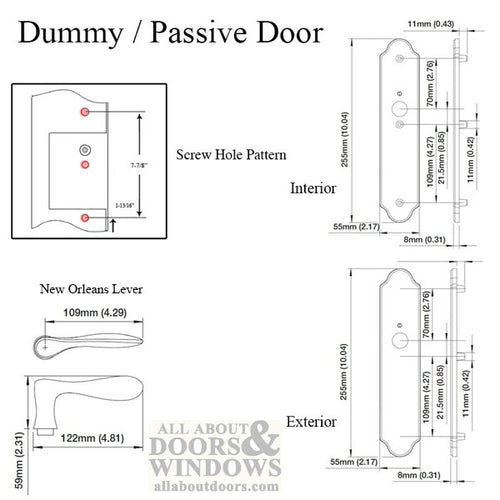 New Orleans M1610 / 3965N Dummy Pair Handleset Rustic Umber - New Orleans M1610 / 3965N Dummy Pair Handleset Rustic Umber