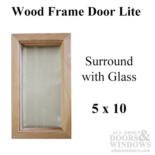 Wood frame door lite 5 x 10 single pane glass