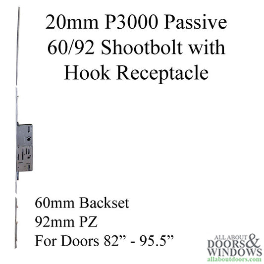 Multi-Point Lock P3000 Passive Shootbolt with Hook Receptacle 60mm Backset
