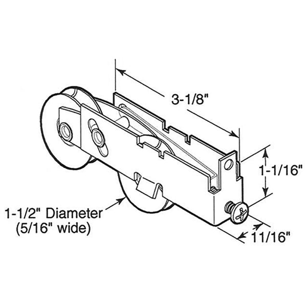 Sliding Door Roller With Adjustable Steel E Tab Housing 1.5 Inch Nylon Wheel - Sliding Door Roller With Adjustable Steel E Tab Housing 1.5 Inch Nylon Wheel