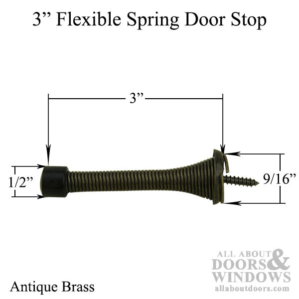 Flexible Spring Type Door Stop 3 Inch Antique Brass - Flexible Spring Type Door Stop 3 Inch Antique Brass