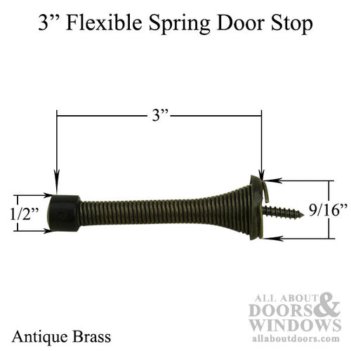 Flexible Spring Type Door Stop 3 Inch Antique Brass - Flexible Spring Type Door Stop 3 Inch Antique Brass