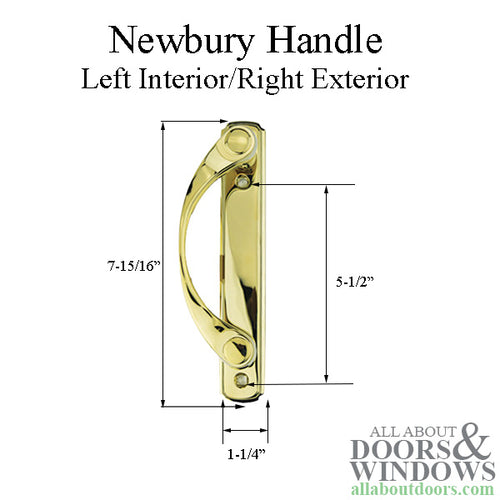 Andersen Newbury Gliding Door Single Handle - Left Interior/Right Exterior - Bright Brass - Andersen Newbury Gliding Door Single Handle - Left Interior/Right Exterior - Bright Brass