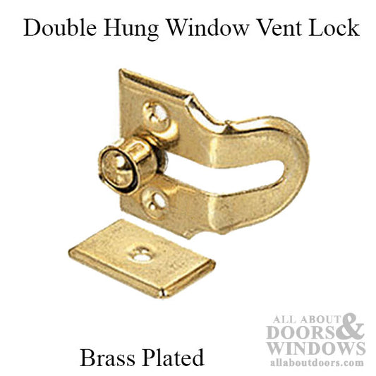 Double Hung Window Vent Lock, Brass - 2 pack