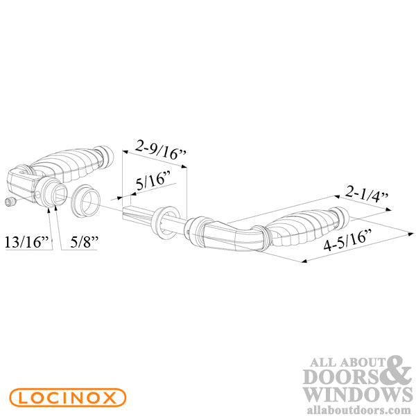 Locinox Zamac Gate Lock Handle Pair with 2-9/16