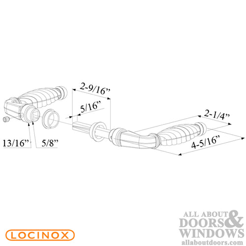 Locinox Zamac Gate Lock Handle Pair with 2-9/16