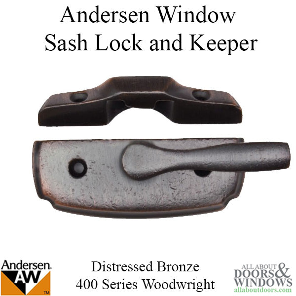 Andersen Woodwright Double Hung Windows Sash Lock & Keeper Set - Distressed Bronze - Andersen Woodwright Double Hung Windows Sash Lock & Keeper Set - Distressed Bronze