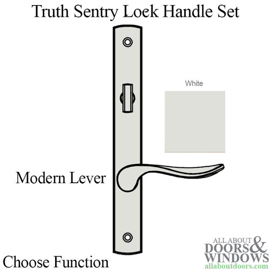 Truth Sentry Lock Handle Set, Modern, Painted over Zinc, White