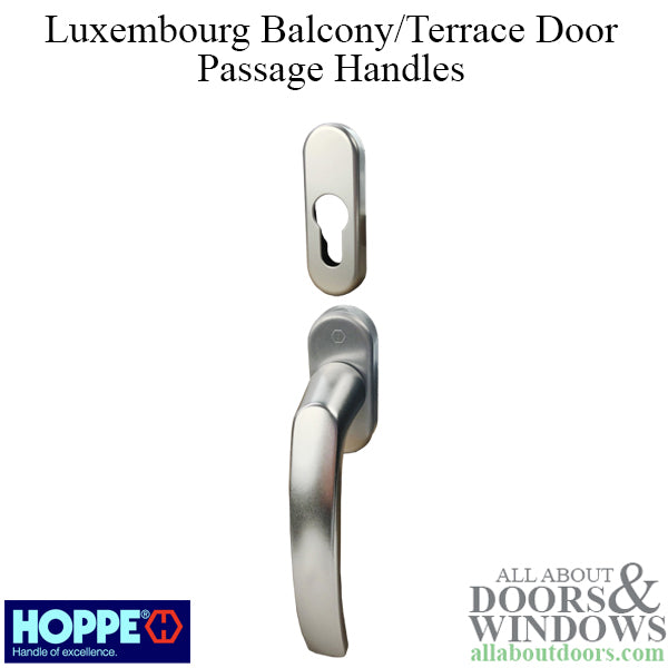 Hoppe Balcony / Terrace Door Passage Handles on Rose Luxembourg - Silver - Hoppe Balcony / Terrace Door Passage Handles on Rose Luxembourg - Silver