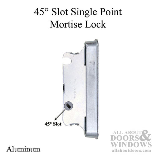 Single Point Mortise Lock with Trim Plate with 45 Degree Slot for Sliding Glass Door - Aluminum - Single Point Mortise Lock with Trim Plate with 45 Degree Slot for Sliding Glass Door - Aluminum