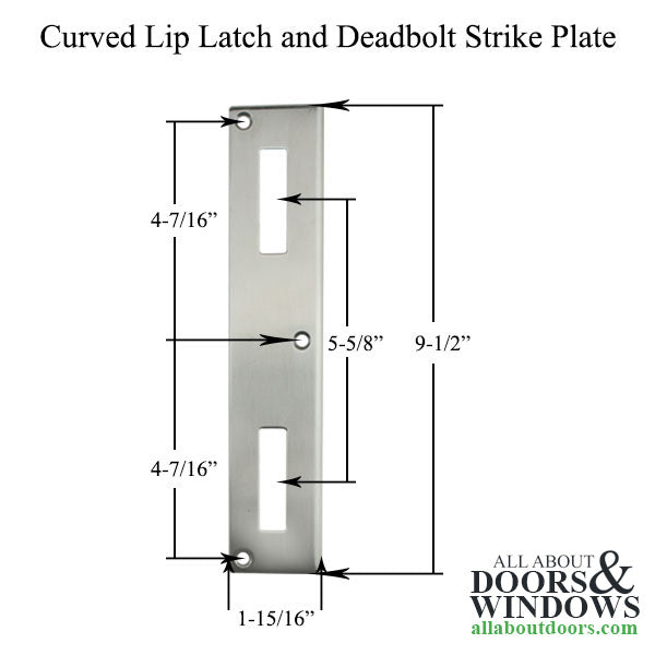 P3000 Passive Latch and Deadbolt, Curved Lip Strike Plate - P3000 Passive Latch and Deadbolt, Curved Lip Strike Plate