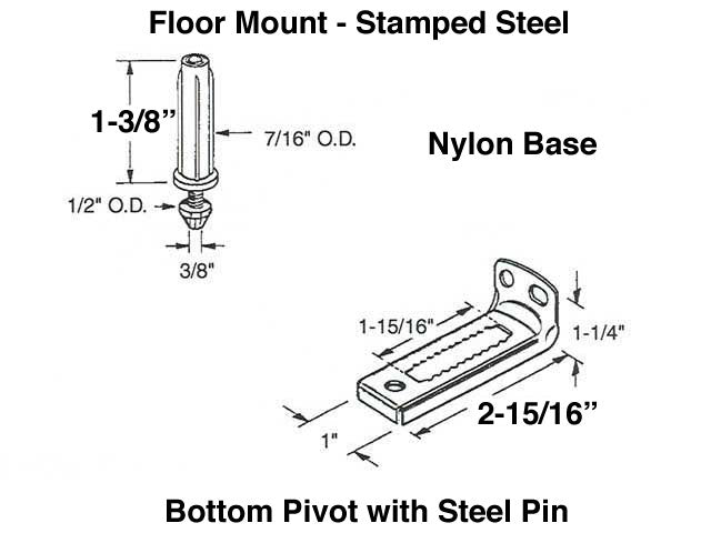 Closet Door Pivot Bracket and Pin Floor Mount - Closet Door Pivot Bracket and Pin Floor Mount