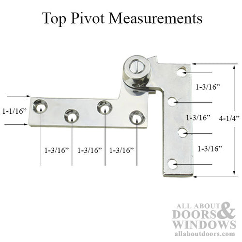 3/4 in. offset Contemporary Top Pivot Set, LH out-swing, RH in-swing - Brushed / Satin Chrome - 3/4 in. offset Contemporary Top Pivot Set, LH out-swing, RH in-swing - Brushed / Satin Chrome